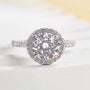 Louily Halo Round Cut Engagement Ring In Sterling Silver - louilyjewelry