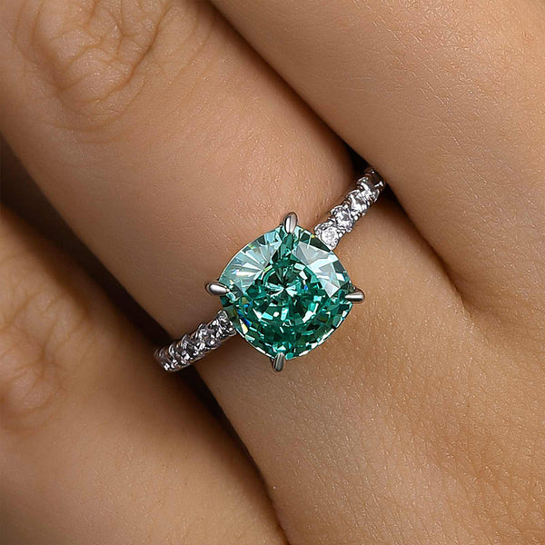 Exclusive Cushion Cut Paraiba Tourmaline Engagement Ring In Sterling Silver