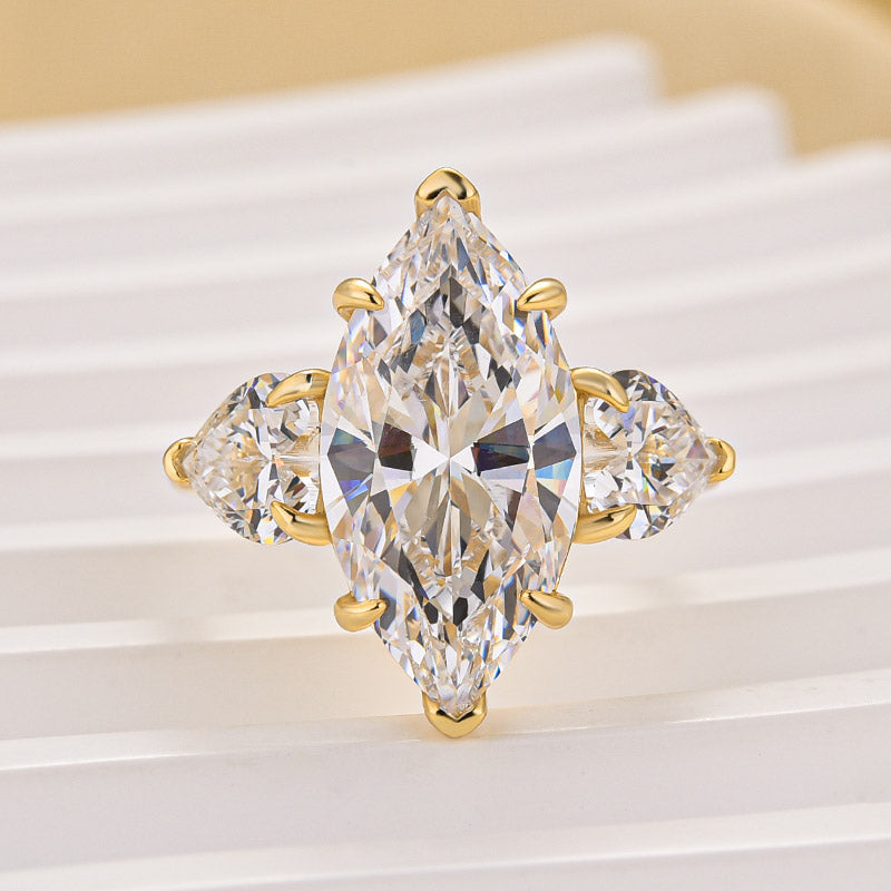 Louily Marquise Cut Three Stone Engagement Ring In Sterling Silver