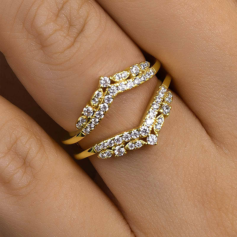 Louily Exclusive Round Cut Jacket Wedding Band For Women In Sterling Silver - louilyjewelry