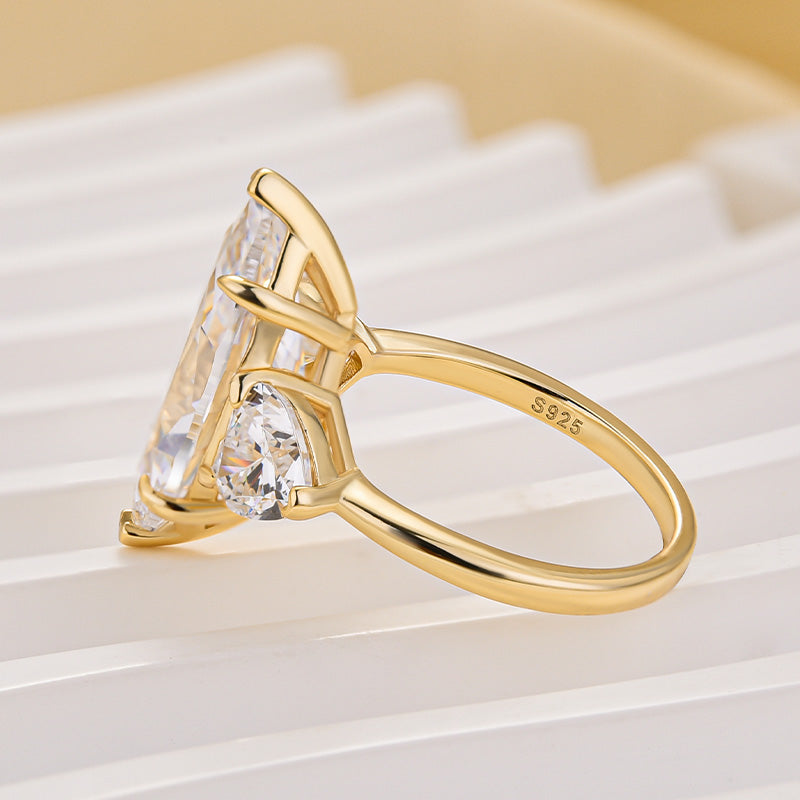 Louily Marquise Cut Three Stone Engagement Ring In Sterling Silver