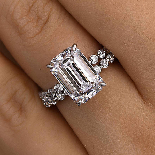 Louily Timeless Emerald Cut Wedding Ring Set