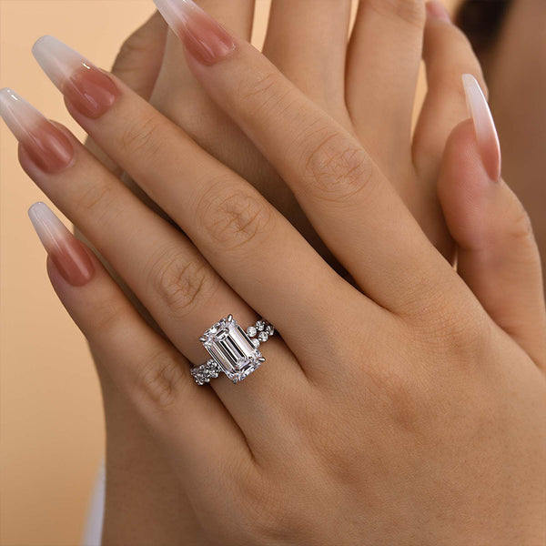 Louily Timeless Emerald Cut Wedding Ring Set