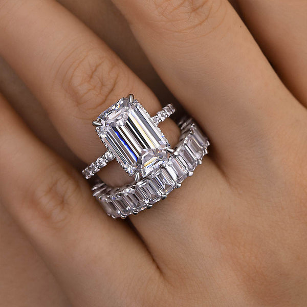 Louily Exclusive Elongated Emerald Cut Wedding Set