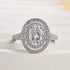Louily Vintages Double Halo Oval Cut Engagement Ring In Sterling Silver - louilyjewelry