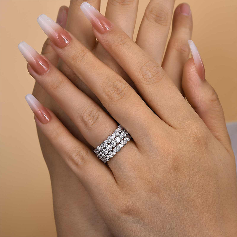 Louily Lovely Marquise & Round Cut 3PC Wedding Band Set In Sterling Silver - louilyjewelry