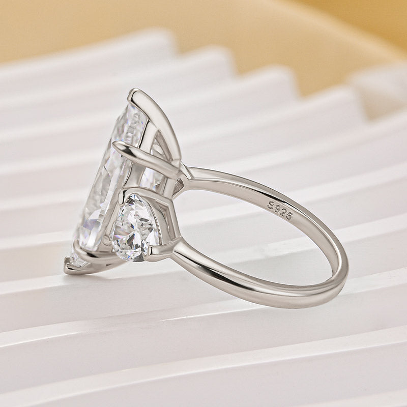 Louily Marquise Cut Three Stone Engagement Ring In Sterling Silver