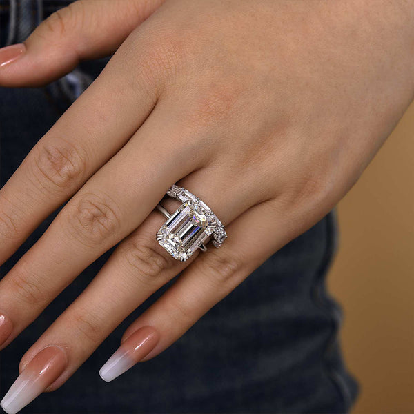 Louily Luxury Emerald Cut Wedding Set