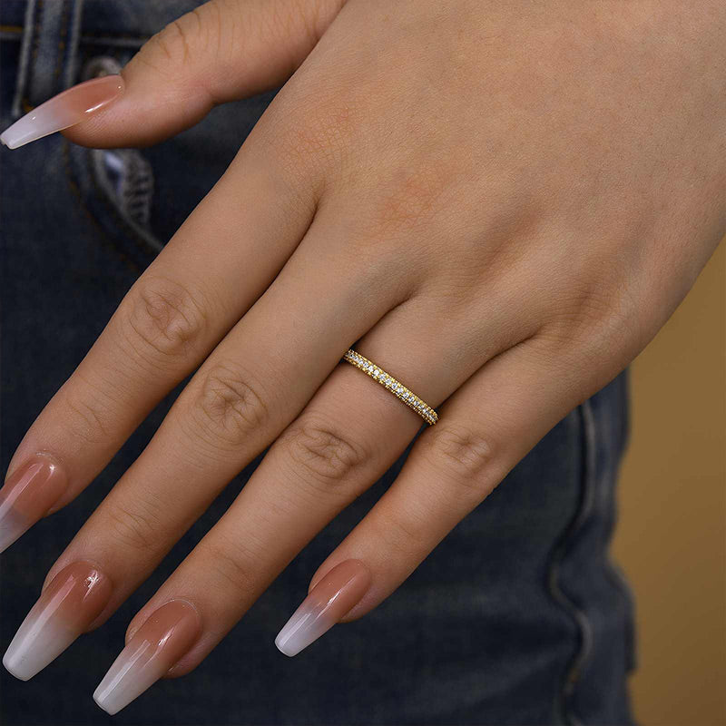 Louily Unique Three Sided Stone Women's Wedding Band - louilyjewelry