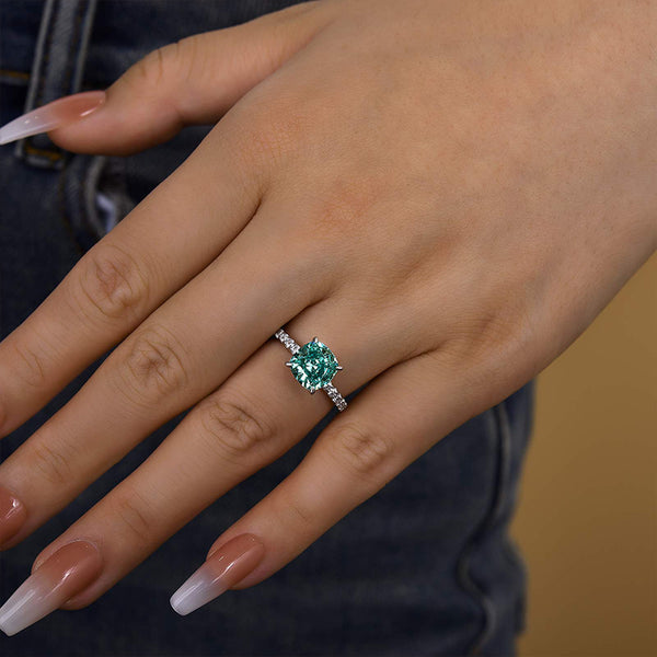 Exclusive Cushion Cut Paraiba Tourmaline Engagement Ring In Sterling Silver