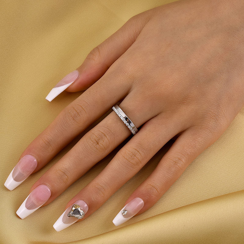 Louily Fashion Yellow Gold Round Cut Wedding Band In Sterling Silver - louilyjewelry