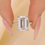 10Ct Emerald Cut Engagement Ring With Hidden Halo In Sterling Silver - louilyjewelry