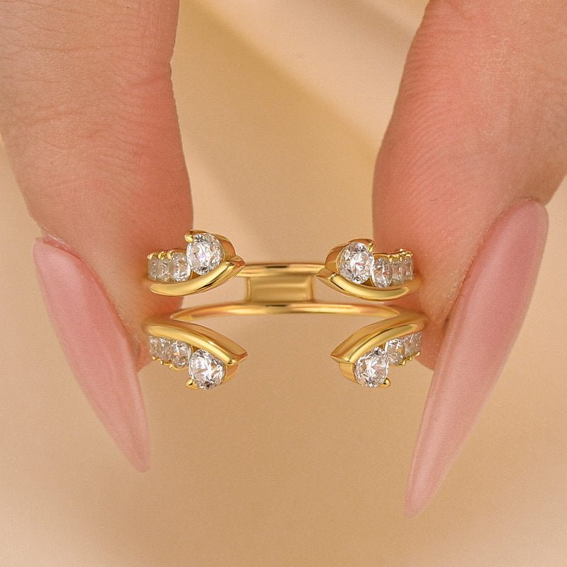 Vintage Vine Yellow Gold Jacket Wedding Band In Sterling Silver - louilyjewelry