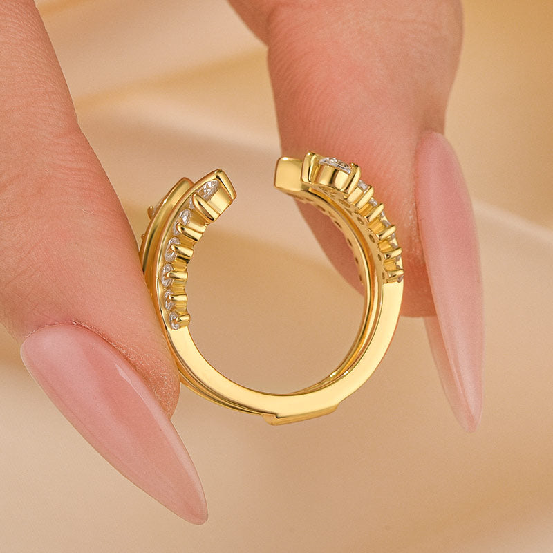 Vintage Vine Yellow Gold Jacket Wedding Band In Sterling Silver - louilyjewelry