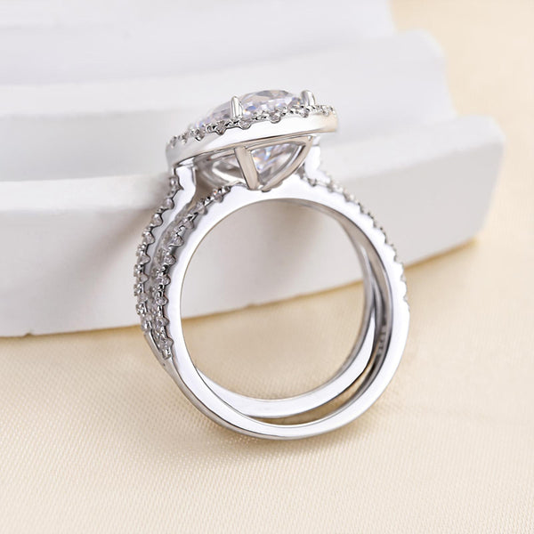Louily Unique Oval Cut Insert Wedding Ring Set In Sterling Silver