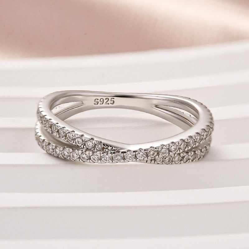 Louily Moissanite 2.0 Ct X Criss Cross Wedding Band - louilyjewelry