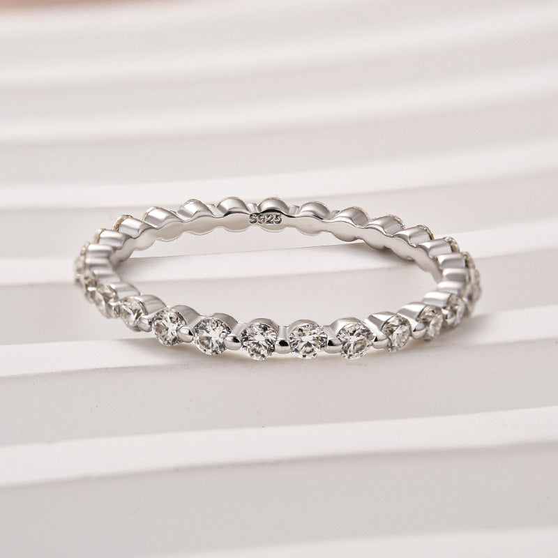 Louily Moissanite Round Cut Full Eternity Wedding Band - louilyjewelry