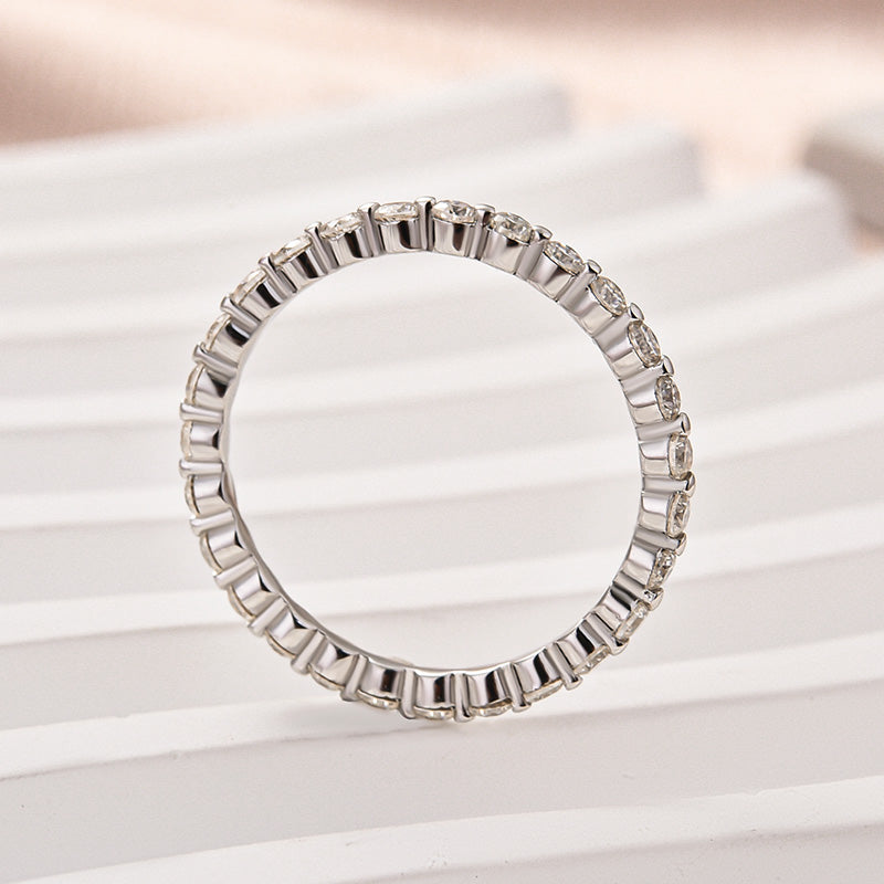 Louily Moissanite Round Cut Full Eternity Wedding Band - louilyjewelry