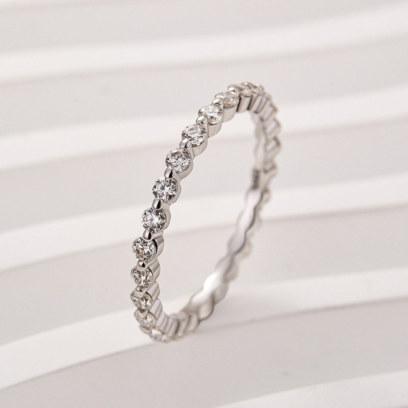 Louily Moissanite Round Cut Full Eternity Wedding Band - louilyjewelry