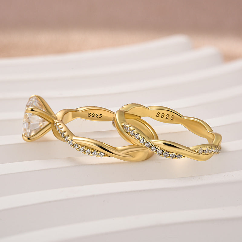 Louily Moissanite 2.0 Carat Round Cut Twist Wedding Ring Set - louilyjewelry