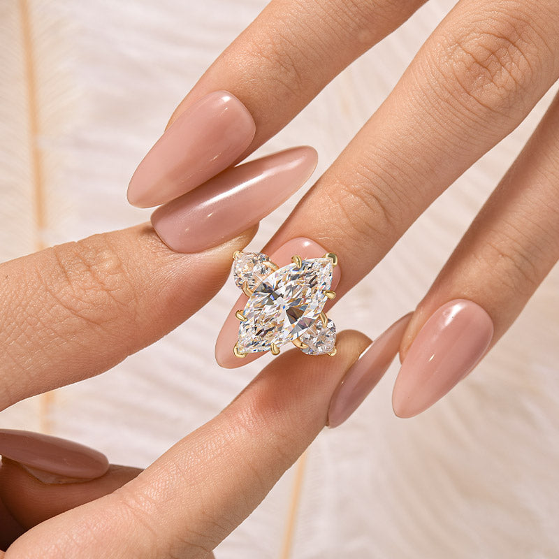 Louily Marquise Cut Three Stone Engagement Ring In Sterling Silver