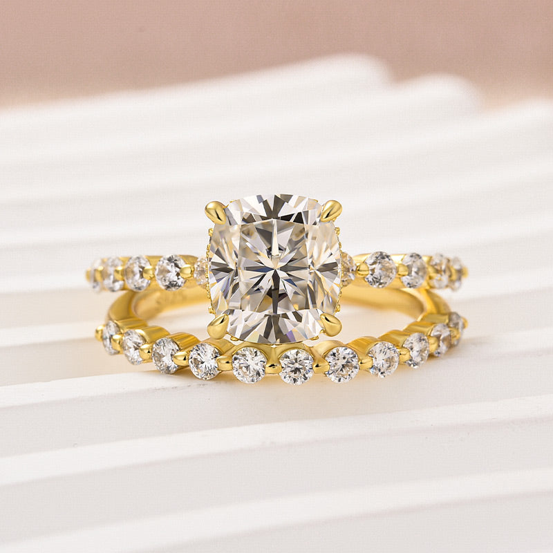 Louily Moissanite 2.0 Carat Cushion Cut Wedding Ring Set - louilyjewelry