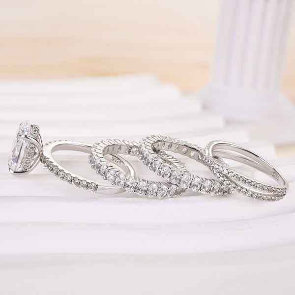 Louily Honorable Oval Cut 4PC Ring Set
