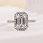 Louily Attractive Halo Emerald Cut Engagement Ring - louilyjewelry