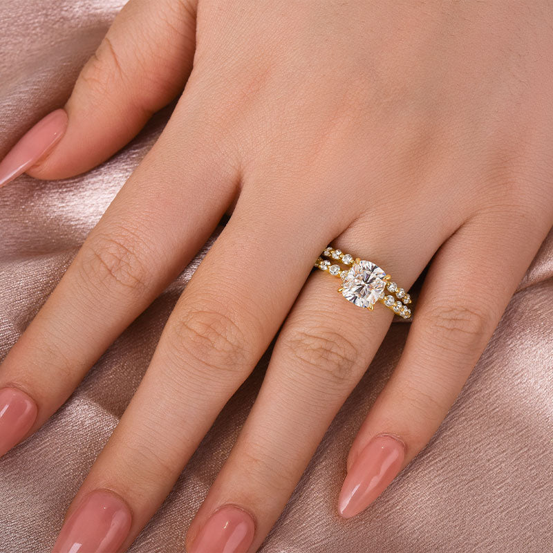 Louily Moissanite 2.0 Carat Cushion Cut Wedding Ring Set - louilyjewelry