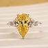4.5Ct Pear Cut Yellow Stone With Design Marquise Side Stone Engagement Rings - louilyjewelry