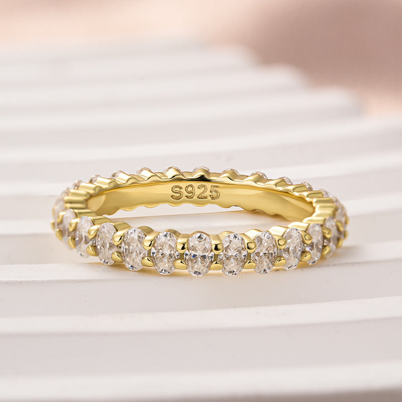 Louily Moissanite 3.0 Ct Oval Cut Full Wedding Band for Women - louilyjewelry
