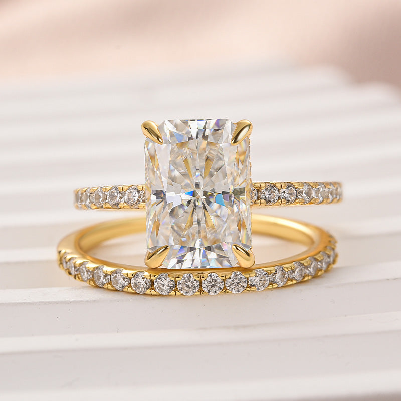 S925 3.5 Carat Radiant Cut Wedding Ring Set In Sterling Silver Holiday Ring Gift For Women