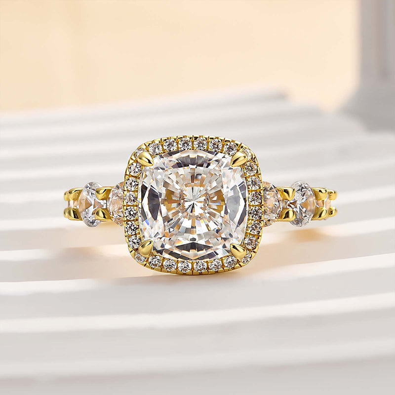 Louily Vintage Halo Cushion Cut Engagement Ring For Women - louilyjewelry