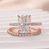 Rose gold radiant cut moissanite wedding ring set
