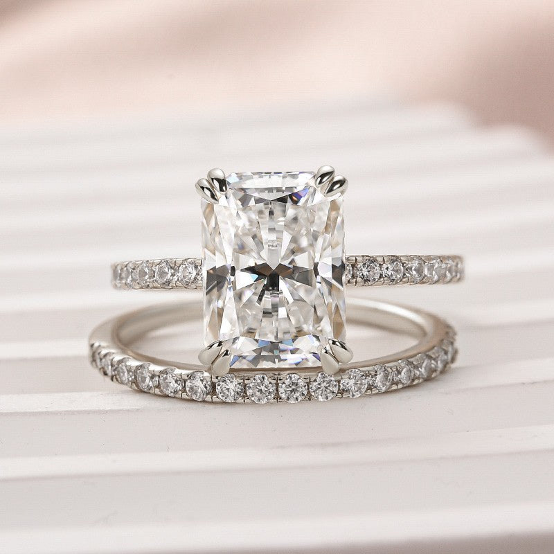 Moissanite 4.5 Ct Radiant Cut White Gold Wedding Ring For Women - louilyjewelry