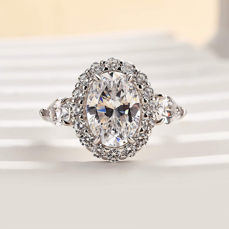 Louily Timeless Halo Oval Cut Engagement Ring For Women - louilyjewelry