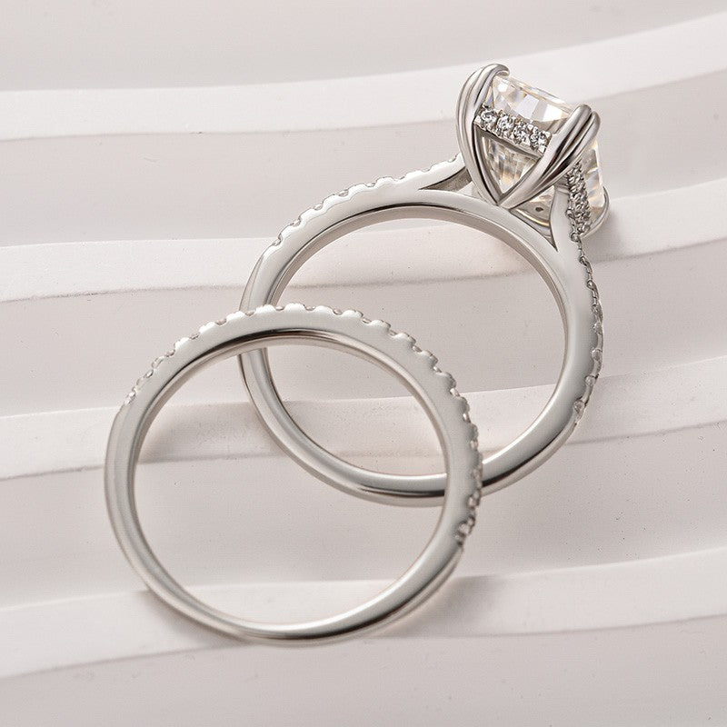 Moissanite 4.5 Ct Radiant Cut White Gold Wedding Ring For Women - louilyjewelry