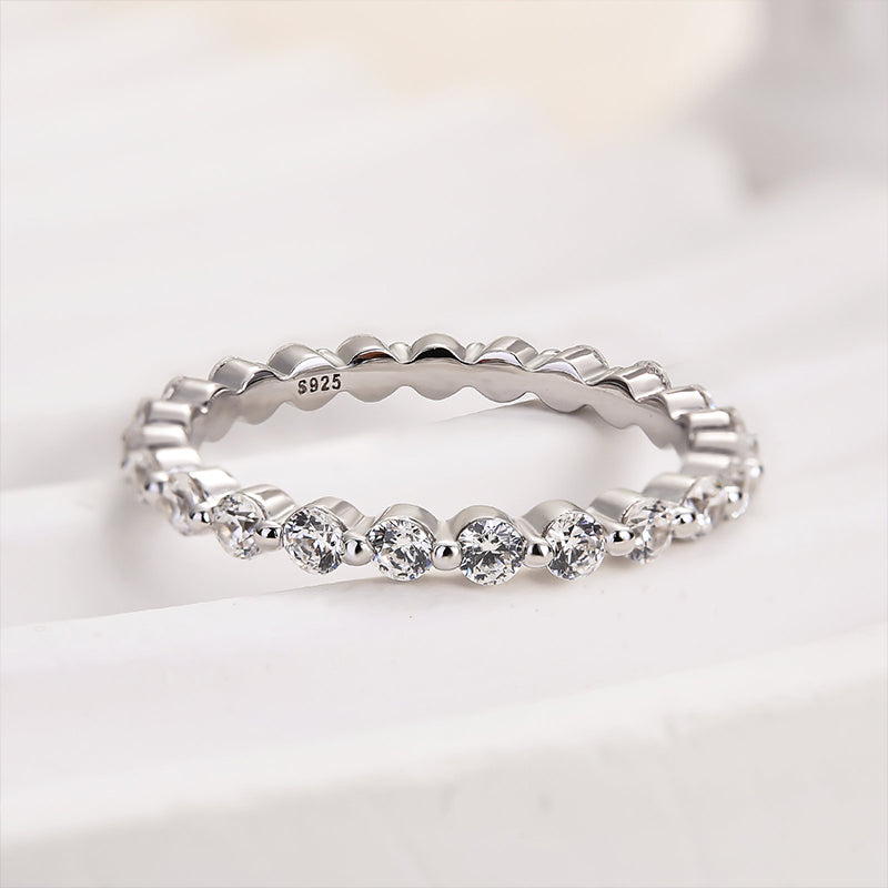 Louily Classic Full Round Cut Wedding Band - louilyjewelry