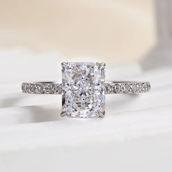 Louily Classic 1.5 CT Radiant Cut Engagement Ring In Sterling Silver