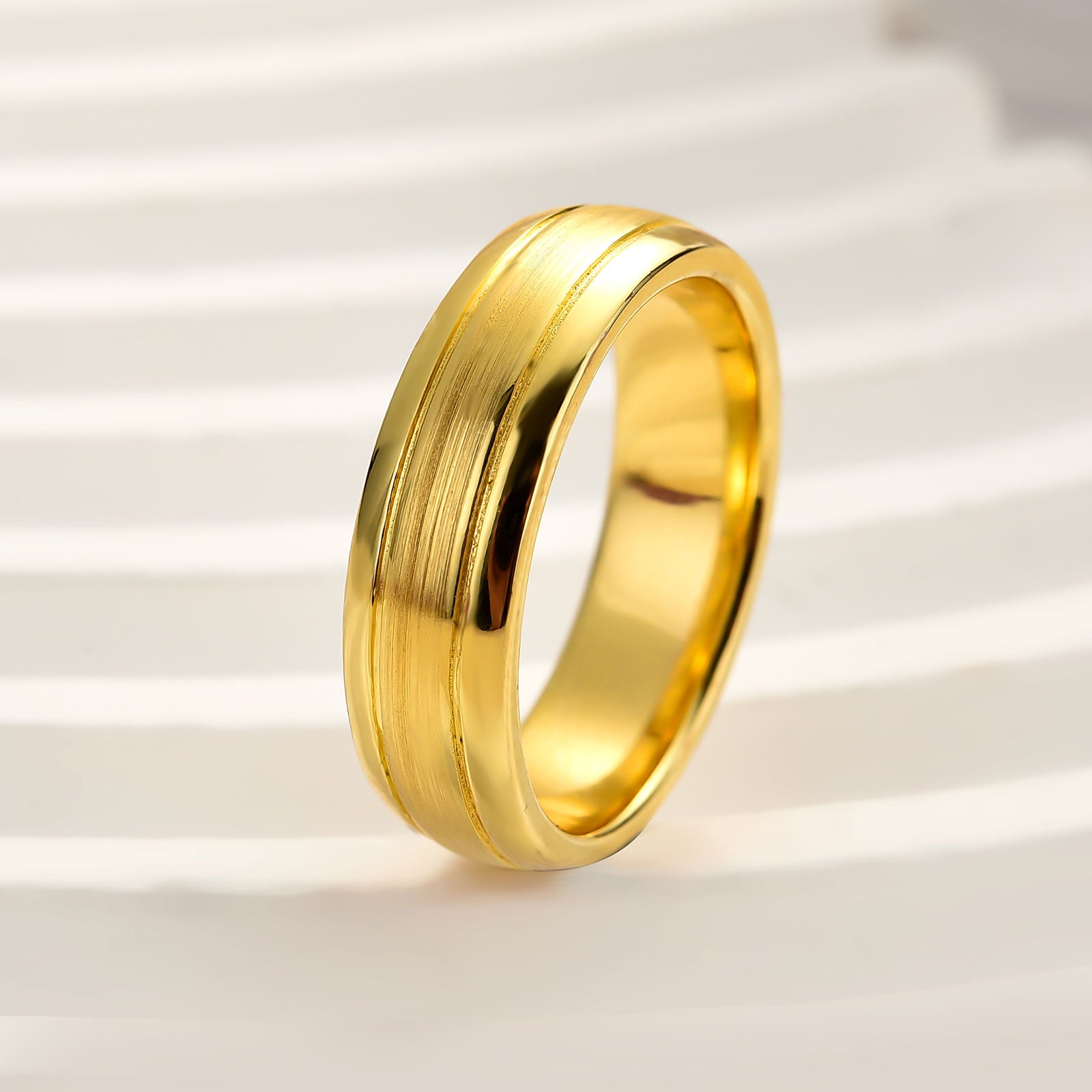 Louily Classic Matte and Polished Men's Wide Wedding Band - louilyjewelry