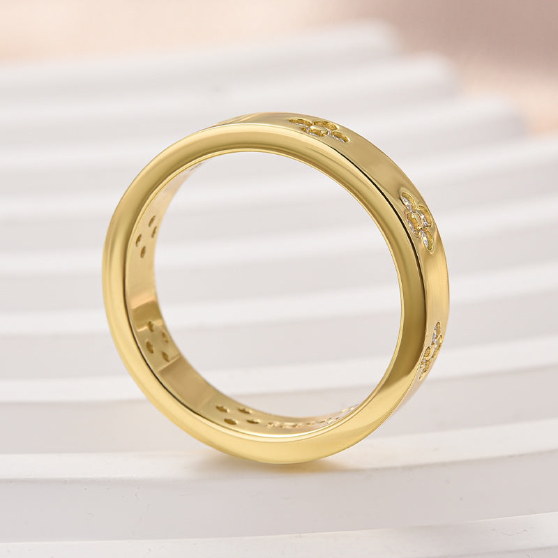 Louily Noble Moissanite Wide Wedding Band For Women - louilyjewelry