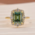 Moissanite 3.0Ct Yellow Gold Halo Emerald Stone Emerald Cut Engagement Ring - louilyjewelry
