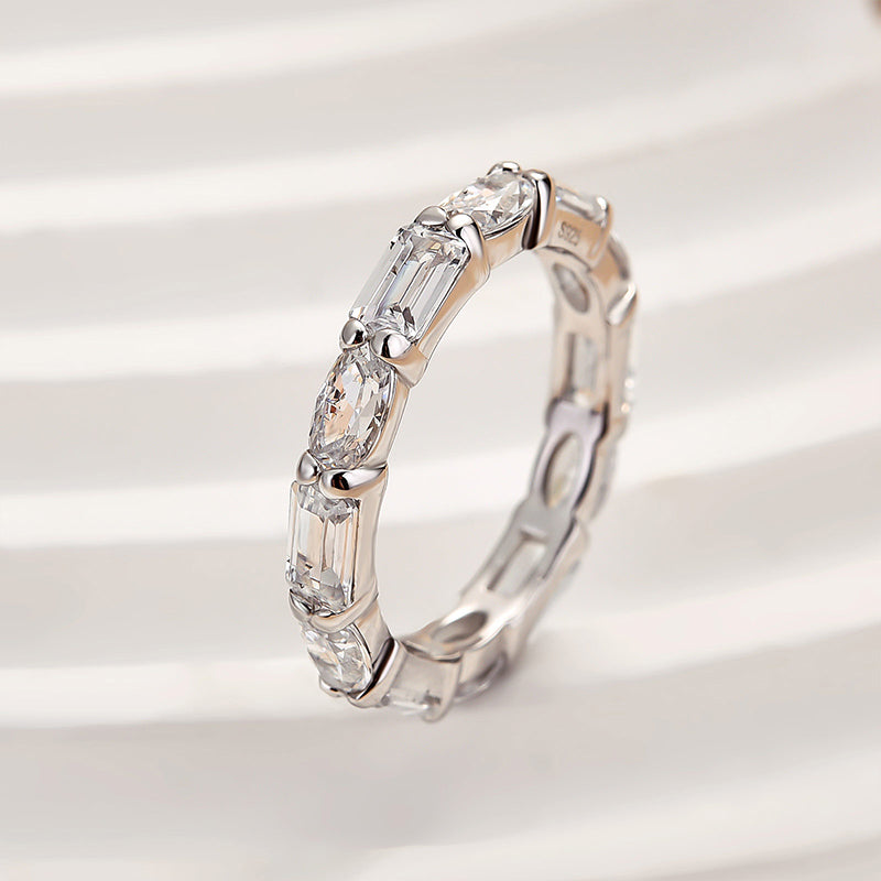 Louily Chic Emerald Cut & Oval Cut Eternity Wedding Band for Women - louilyjewelry