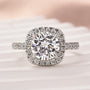 Louily Moissanite 2.0 Ct Halo Round Cut White Gold Promise Ring - louilyjewelry