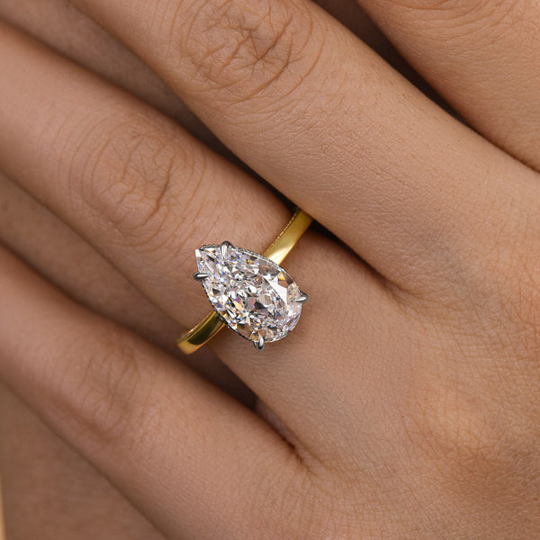 Louily Luxury Two-tone Pear Cut Engagement Ring