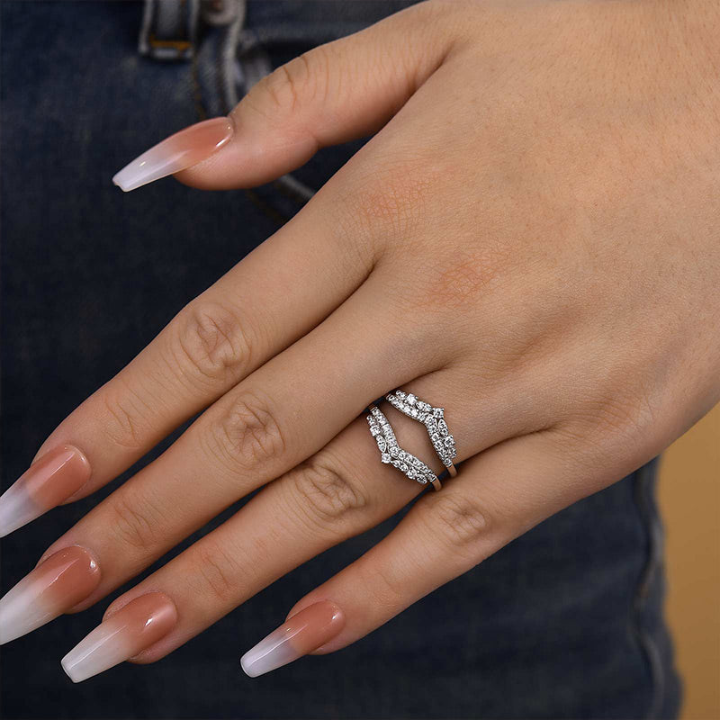 Louily Exclusive Moissanite Round Cut Jacket Wedding Band For Women In Sterling Silver - louilyjewelry