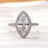 Unique 3.0Ct Halo Marquise Cut Engagement Ring In Sterling Silver - louilyjewelry
