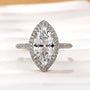 Unique 3.0Ct Halo Marquise Cut Engagement Ring In Sterling Silver - louilyjewelry