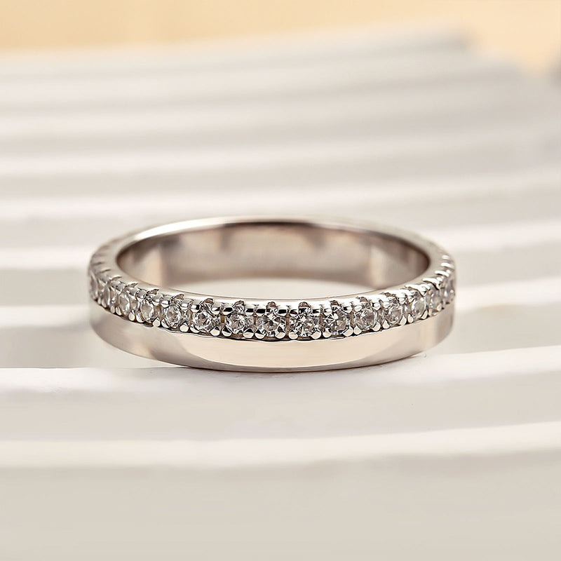 Louily Fashion Yellow Gold Round Cut Wedding Band In Sterling Silver - louilyjewelry