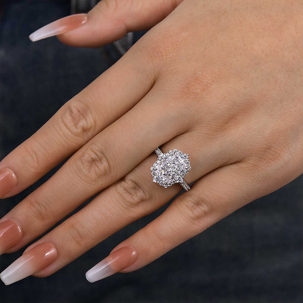 Louily Sparkle Crown Design Round Cut Insert Wedding Ring Set